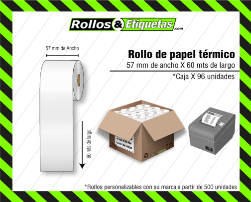 Ficha técnica de rollo de papel térmico de 57mm para impresoras POS