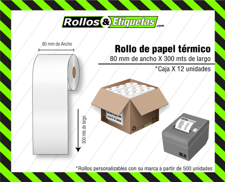 Ficha técnica de rollo de papel térmico de 80mm para impresoras POS